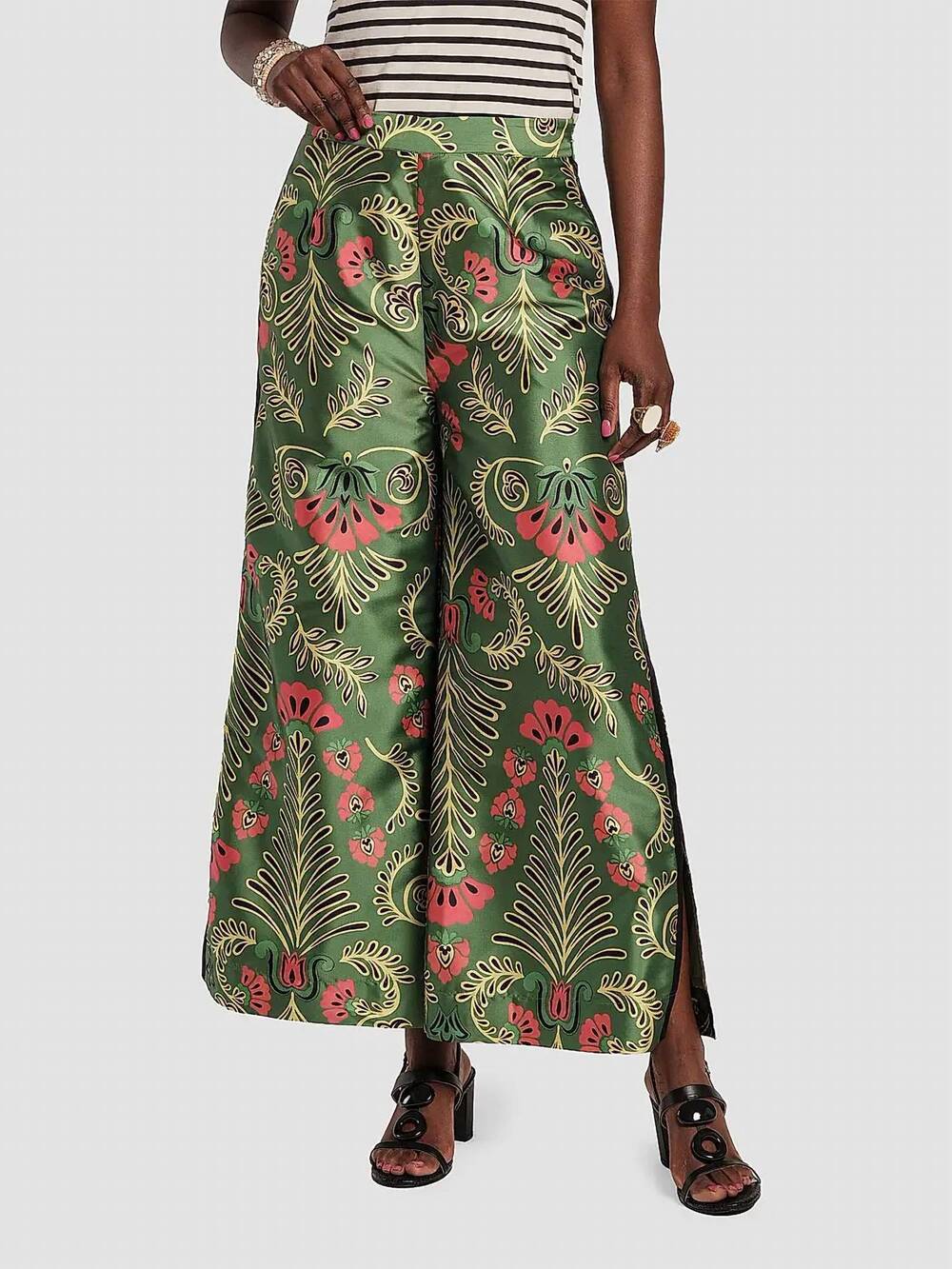 NEW FRANCES VALENTINE palazzo canopy pants in green pink multi